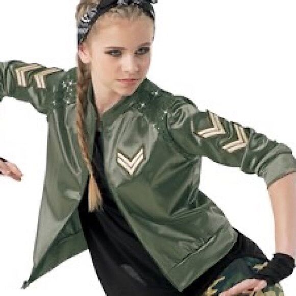 WEISSMAN Dance hip hop Costume ARMED FORCES
10511 Green sequin jacket-LC - Picture 1 of 10